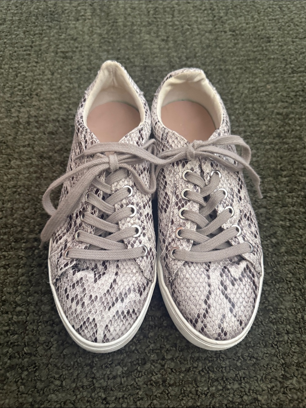 Topshop Gray Snake-Print Lace-Up Sneakers